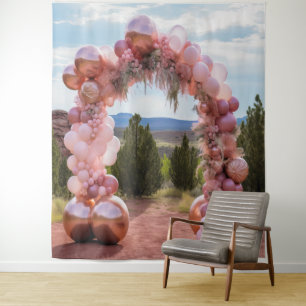 Pretty Pastel Pink Balloon Arch Hanging Tapestry