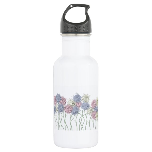 Pretty Pastel Pink, Blue, And Yellow Flowers 532 Ml Water Bottle (Front)