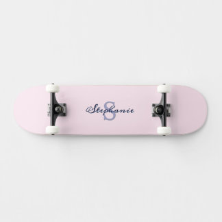 Pretty Pastel Pink Elegant Simple Cute Monogrammed Skateboard