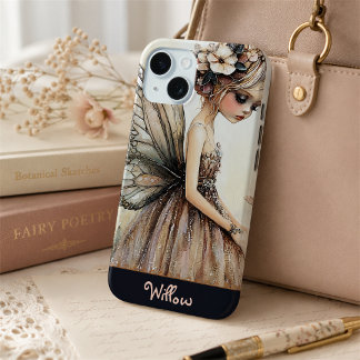 Pretty Pastel Pink Floral Fairy Personalised iPhone 15 Case