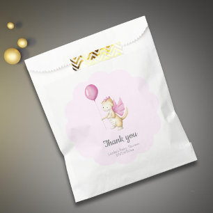 Pretty Pastel Pink Girl Dragon Baby Shower Party Favour Bags