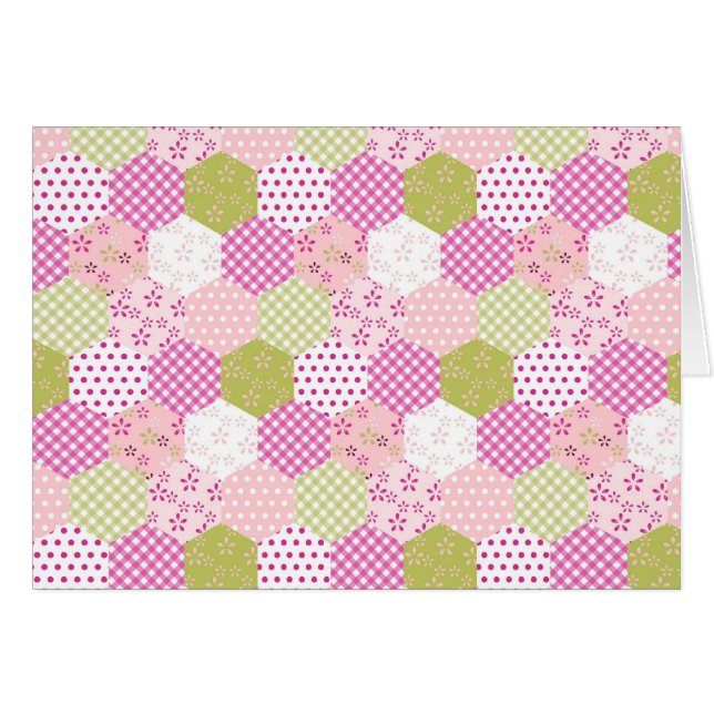 Pretty Pastel Pink Green Patchwork Quilt Design (Front Horizontal)