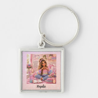 Pretty Pastel Pink Rainbow Christian Girl Bible Key Ring