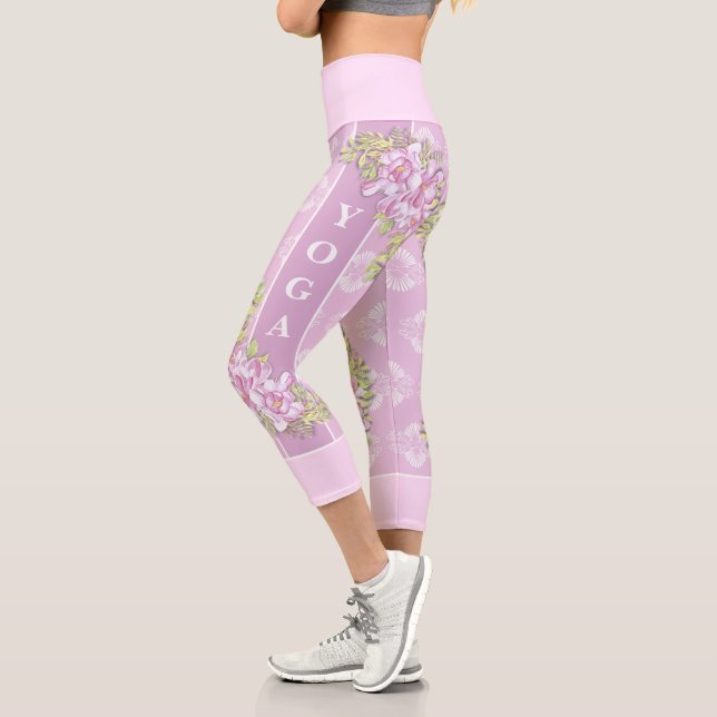 Pretty Pastel Pink YOGA Capri Leggings (Left)