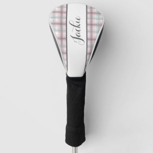 Pretty Pastel Plaid Stripe Golf Head Cover