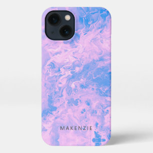 Pretty pastel poured paint personalised iPhone 13 case