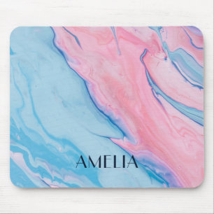 Pretty pastel poured paint personalised mouse pad