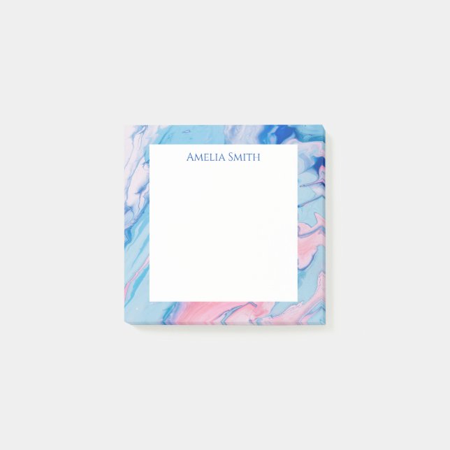 Pretty pastel poured paint post-it notes (Front)