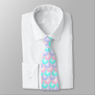 pretty pastel purple pink turquoise mermaid scales tie