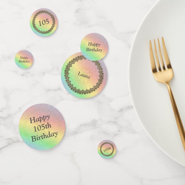 Pretty Pastel Rainbow 105th birthday Confetti (Group)