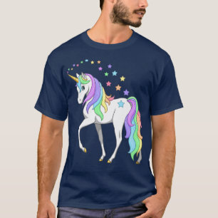 Pretty Pastel Rainbow Colours Unicorn Stars  T-Shirt
