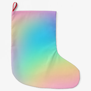 Pretty Pastel Rainbow Gradient Large Christmas Stocking