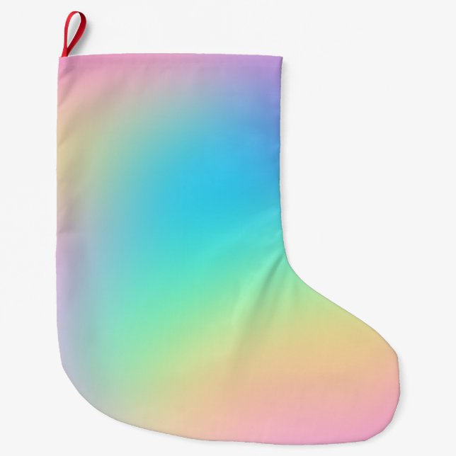 Pretty Pastel Rainbow Gradient Large Christmas Stocking (Front)