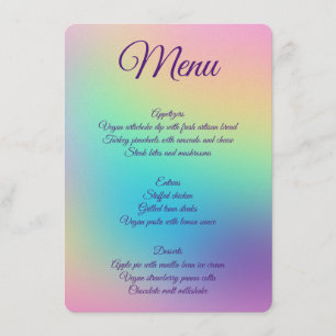 Pretty Pastel Rainbow Gradient Wedding Menu