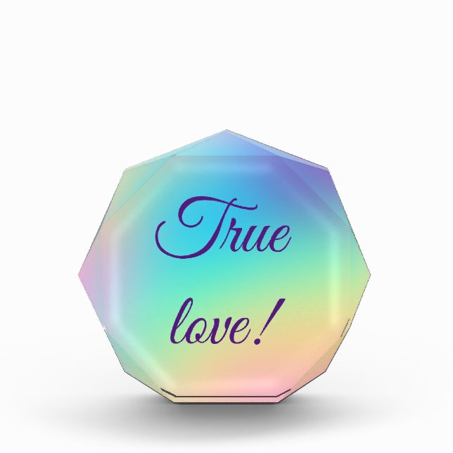 Pretty Pastel Rainbow Gradient Wedding Photo Block (Front)