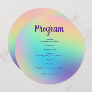 Pretty Pastel Rainbow Gradient Wedding Program Programme