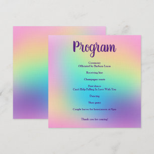 Pretty Pastel Rainbow Gradient Wedding Program Programme
