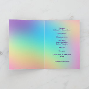 Pretty Pastel Rainbow Gradient Wedding Program Programme