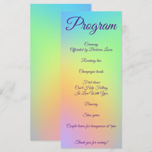 Pretty Pastel Rainbow Gradient Wedding Program Programme