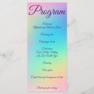 Pretty Pastel Rainbow Gradient Wedding Programme