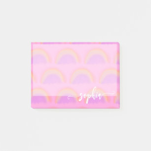 Pretty pastel rainbow pattern name personalised post-it notes