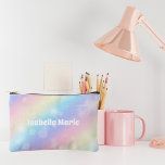 Pretty Pastel Rainbow Sparkle Personalised Accessory Pouch<br><div class="desc">Customise this pretty pastel rainbow sparkle cosmetic bag that features your best friend's name in cute white writing. This magical accessory pouch gift has a pretty pink and purple pattern.</div>
