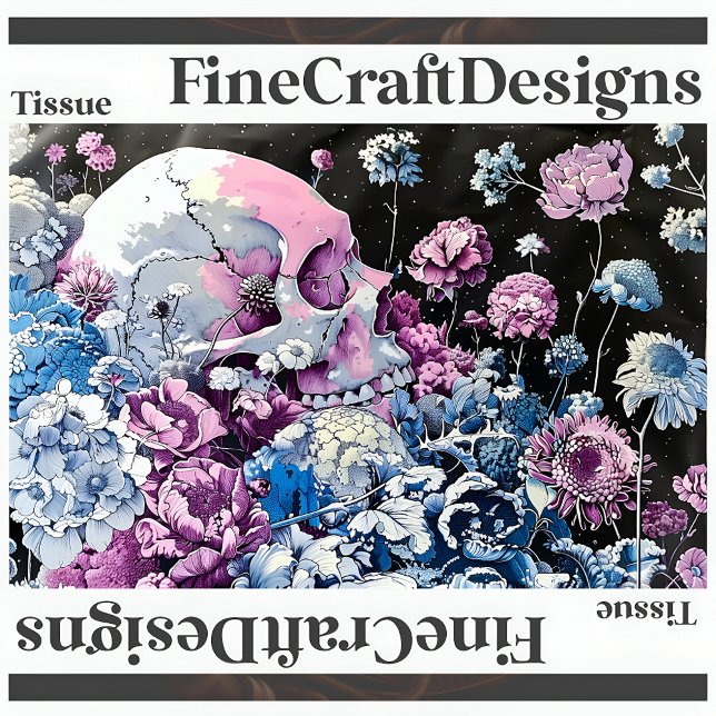 Pretty Pastel Skull And Floral Decoupage Left 145 Tissue Paper (Creator Uploaded)