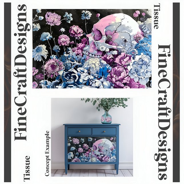 Pretty Pastel Skull And Floral Decoupage Right 145 Tissue Paper (Creator Uploaded)