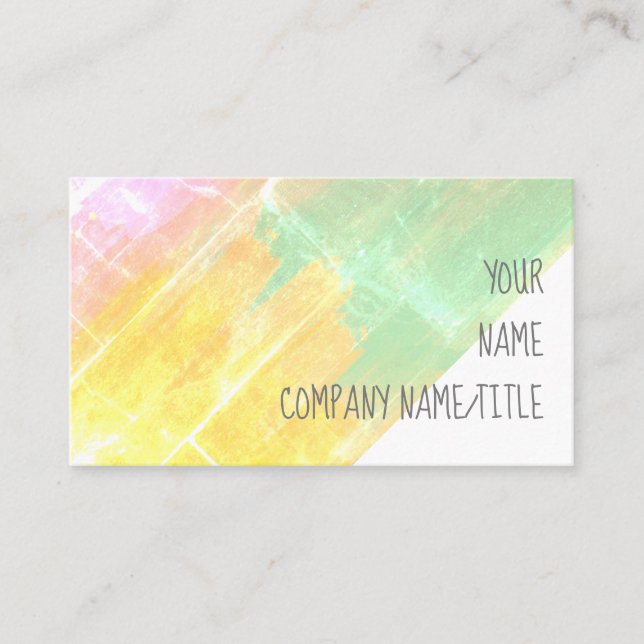 pretty pastel spring colours abstract art custom business card (Front)
