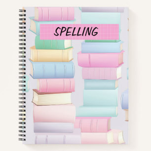PRETTY PASTEL STACK OF SCHOOL BOOKS