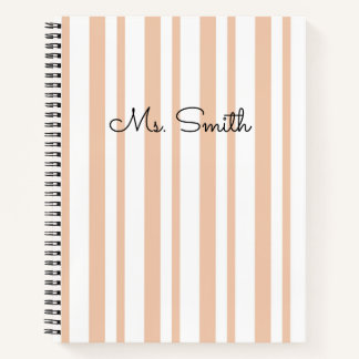 Pretty Pastel Striped Pattern Orange Notebook