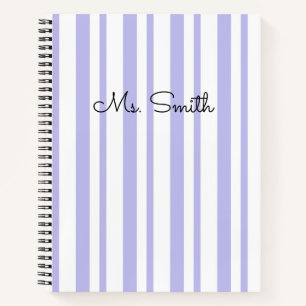 Pretty Pastel Striped Pattern Purple Notebook