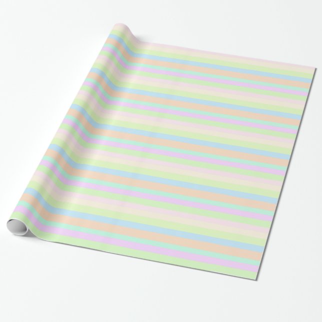 Pretty Pastel Stripes Wrapping Paper (Unrolled)
