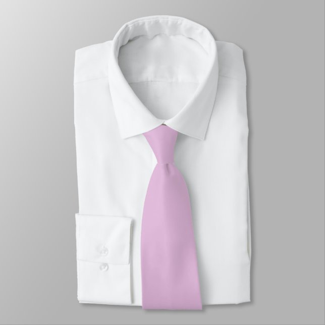 Pretty Pastel Thistle Flower Pink Solid Colour Tie (Tied)