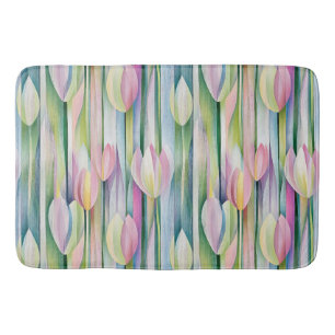 Pretty pastel Tulips pattern Bath Mat