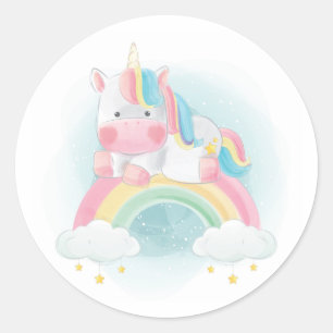 Pretty Pastel Unicorn Classic Round Sticker