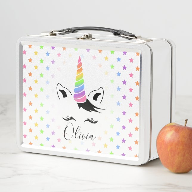 Pretty Pastel Unicorn Metal Lunch Box (In Situ)