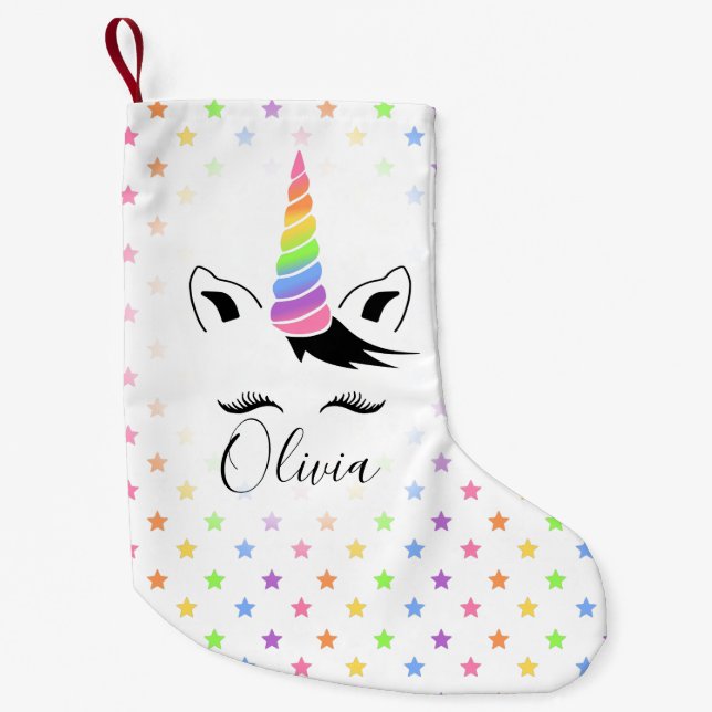 Pretty Pastel Unicorn Small Christmas Stocking (Front)
