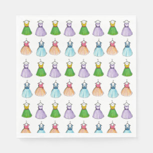 Pretty Pastel Vintage Fashion Prom Party Dresses Napkin