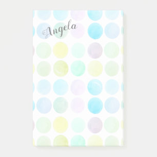 pretty pastel watercolor dots design custom post-it notes