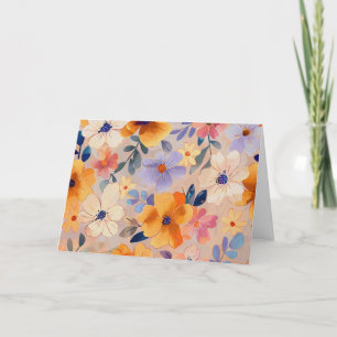 Pretty Pastel Watercolor Floral Note Card
