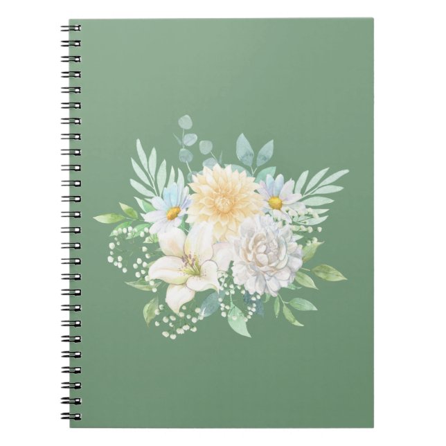 Pretty Pastel Watercolor Floral Notebook (Front)