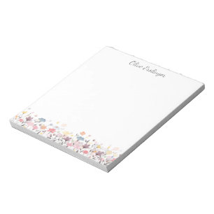 Pretty Pastel Watercolor Flowers Personalised Notepad
