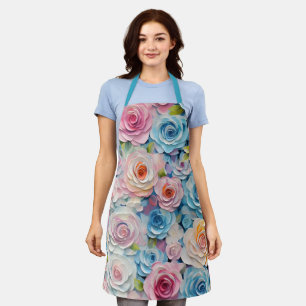 Pretty Pastel Watercolor Painted Flowers  Apron