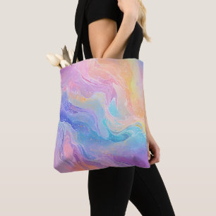 Pretty Pastel Watercolour Rainbow Liquid Pour Art Tote Bag