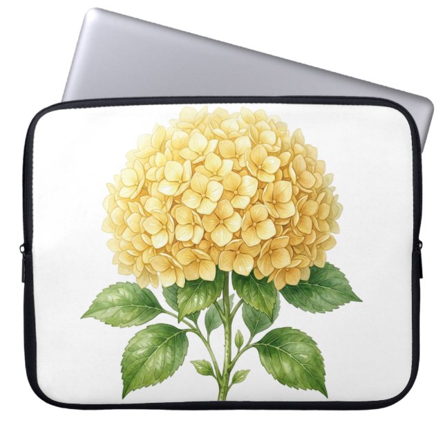 PRETTY PASTEL YELLOW SUMMER HYDRANGEA FLOWERS LAPTOP SLEEVE (Front)