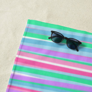 Pretty Pastels Vertical Stripes Beach Towel