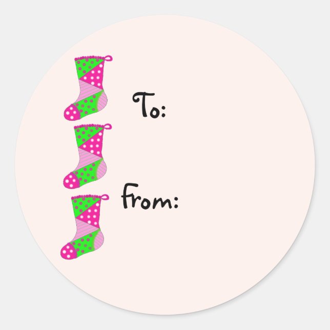 Pretty Patchwork Christmas Classic Round Sticker (Front)