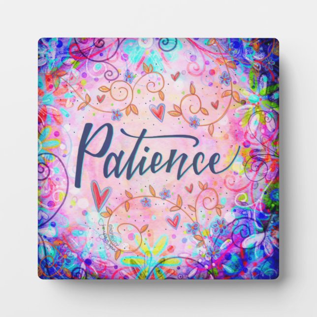 Pretty Patience Motivational Inspirational Easel Plaque (Front)