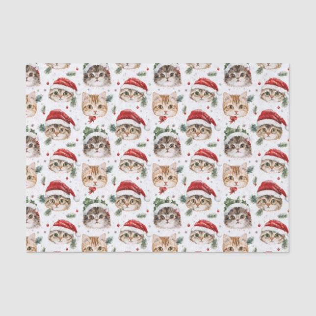  Pretty Pattern Christmas Cat Face Illustrations Tissue Paper (Front)